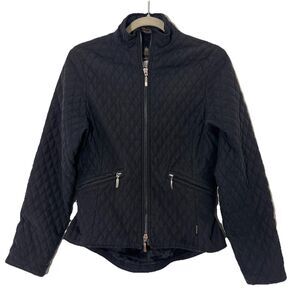 Barbour Jacket Womens 6 Black Quilted High Neck Tailored Microfibre Travel